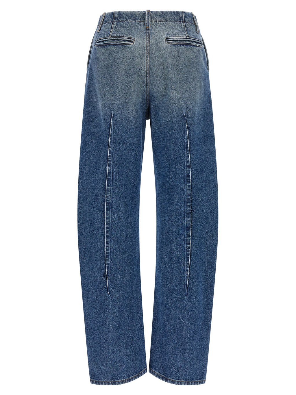 Blue Cotton High‑Waisted Jeans