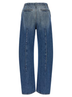 Blue Cotton High‑Waisted Jeans