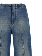 Blue Cotton High‑Waisted Jeans