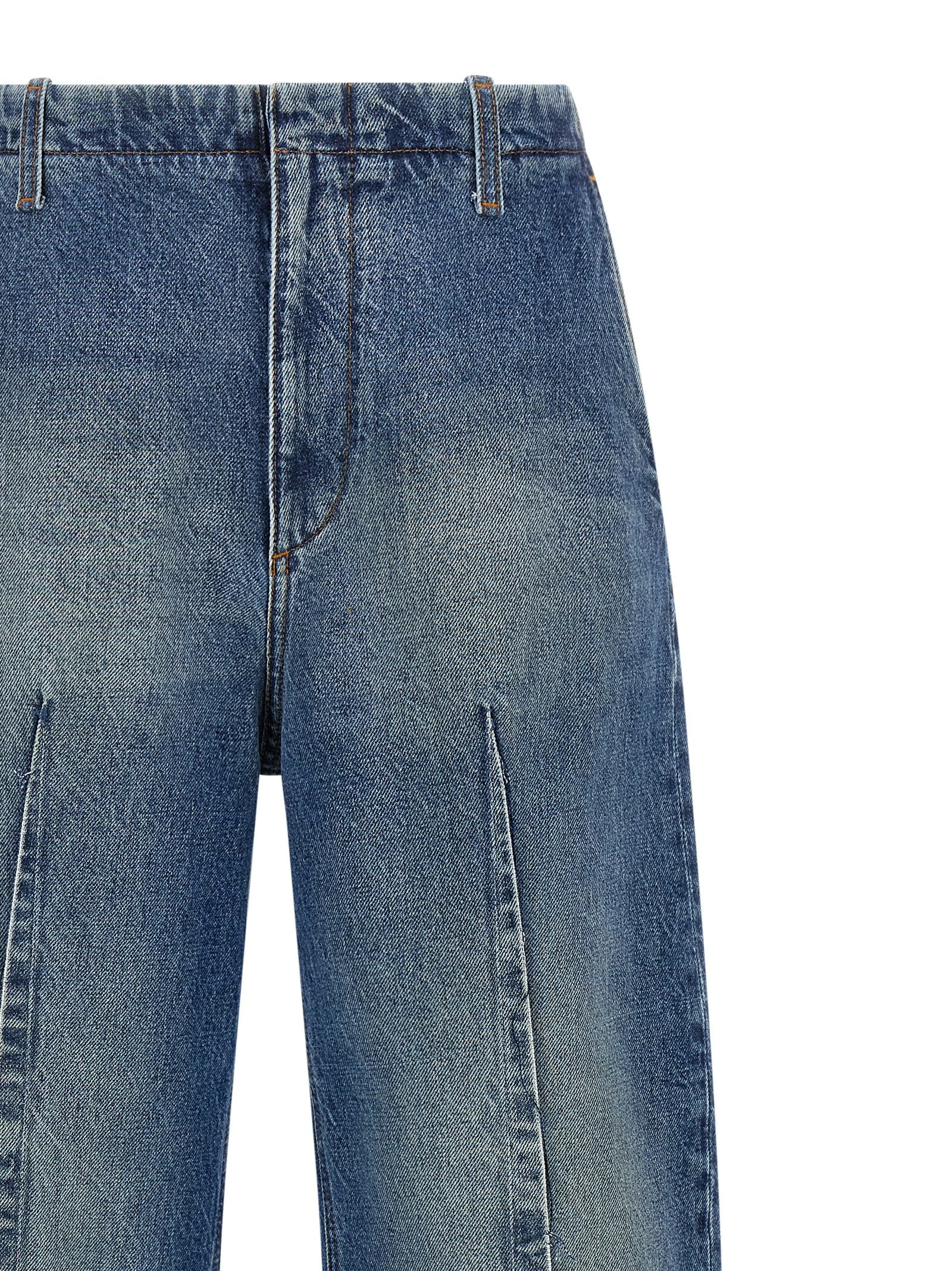 Blue Cotton High‑Waisted Jeans