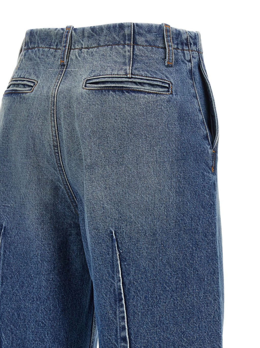 Blue Cotton High‑Waisted Jeans