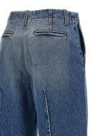 Blue Cotton High‑Waisted Jeans