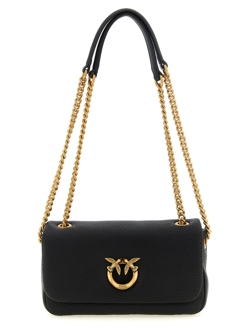 Black Hammered Lamb Leather Shoulder Bag