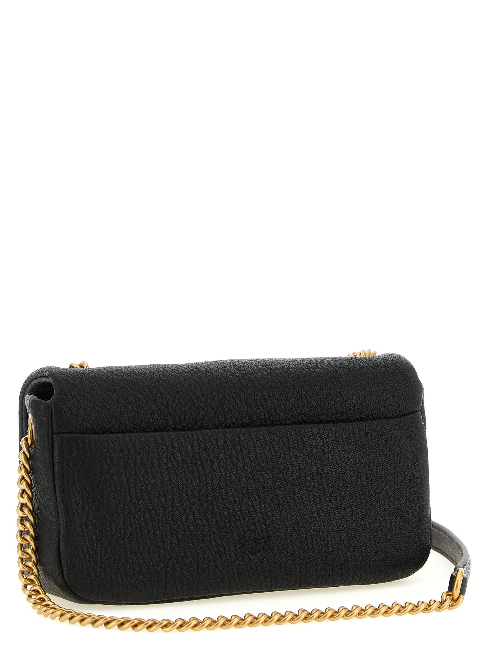 Black Hammered Lamb Leather Shoulder Bag