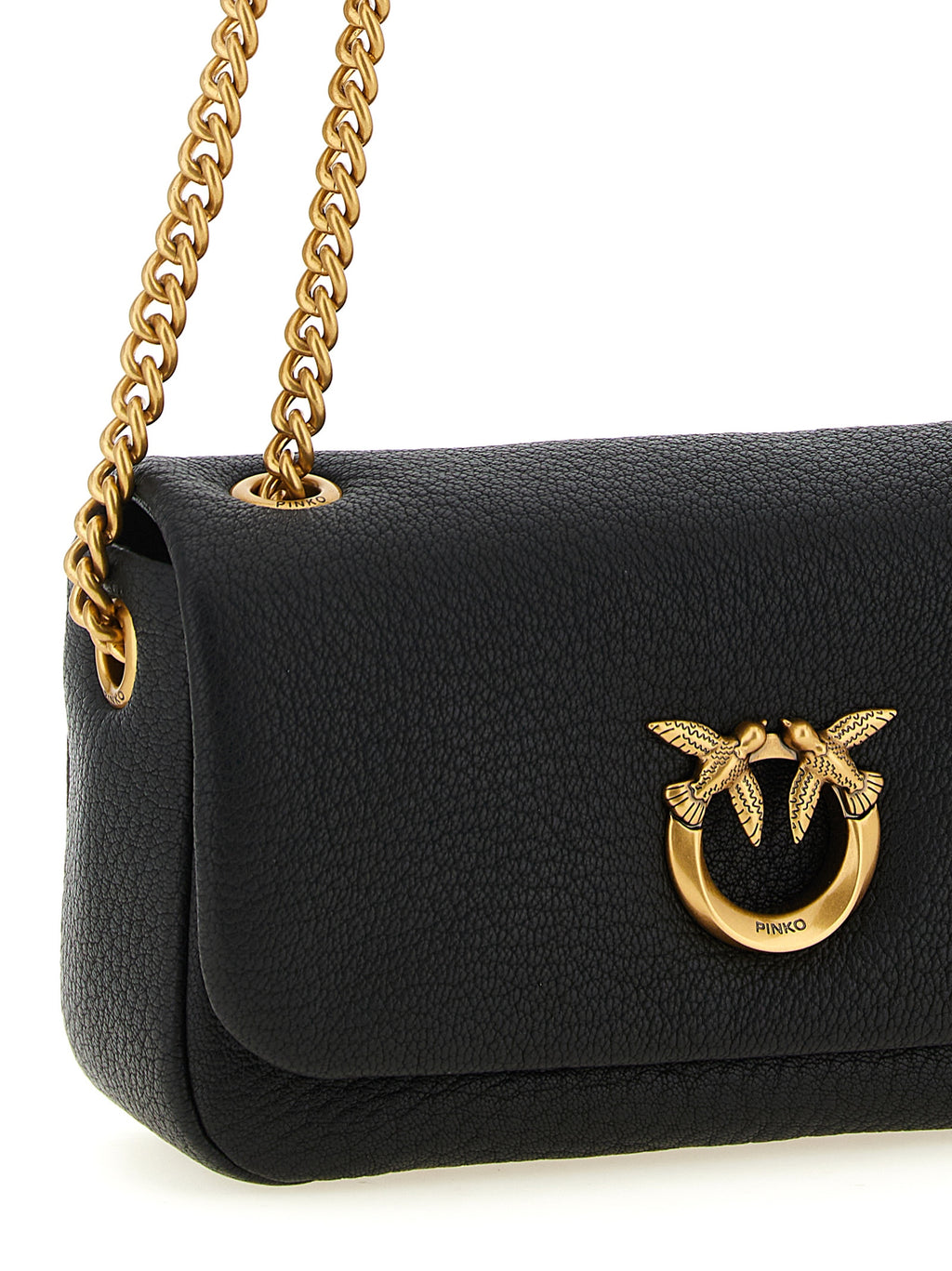 Black Hammered Lamb Leather Shoulder Bag