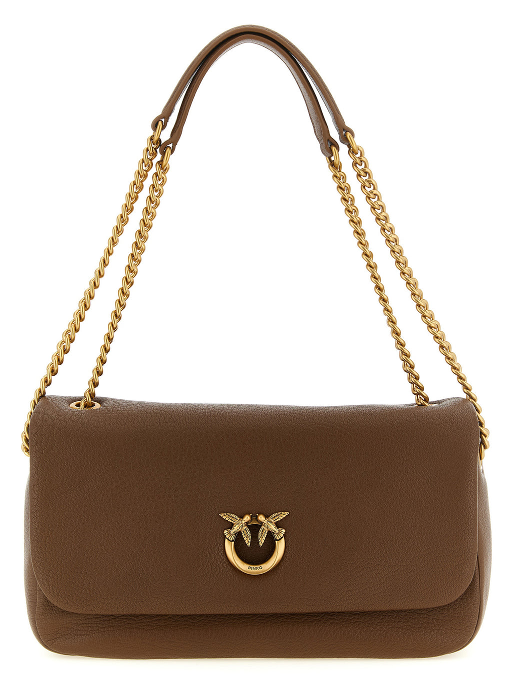 Brown Lambskin Leather Shoulder Bag
