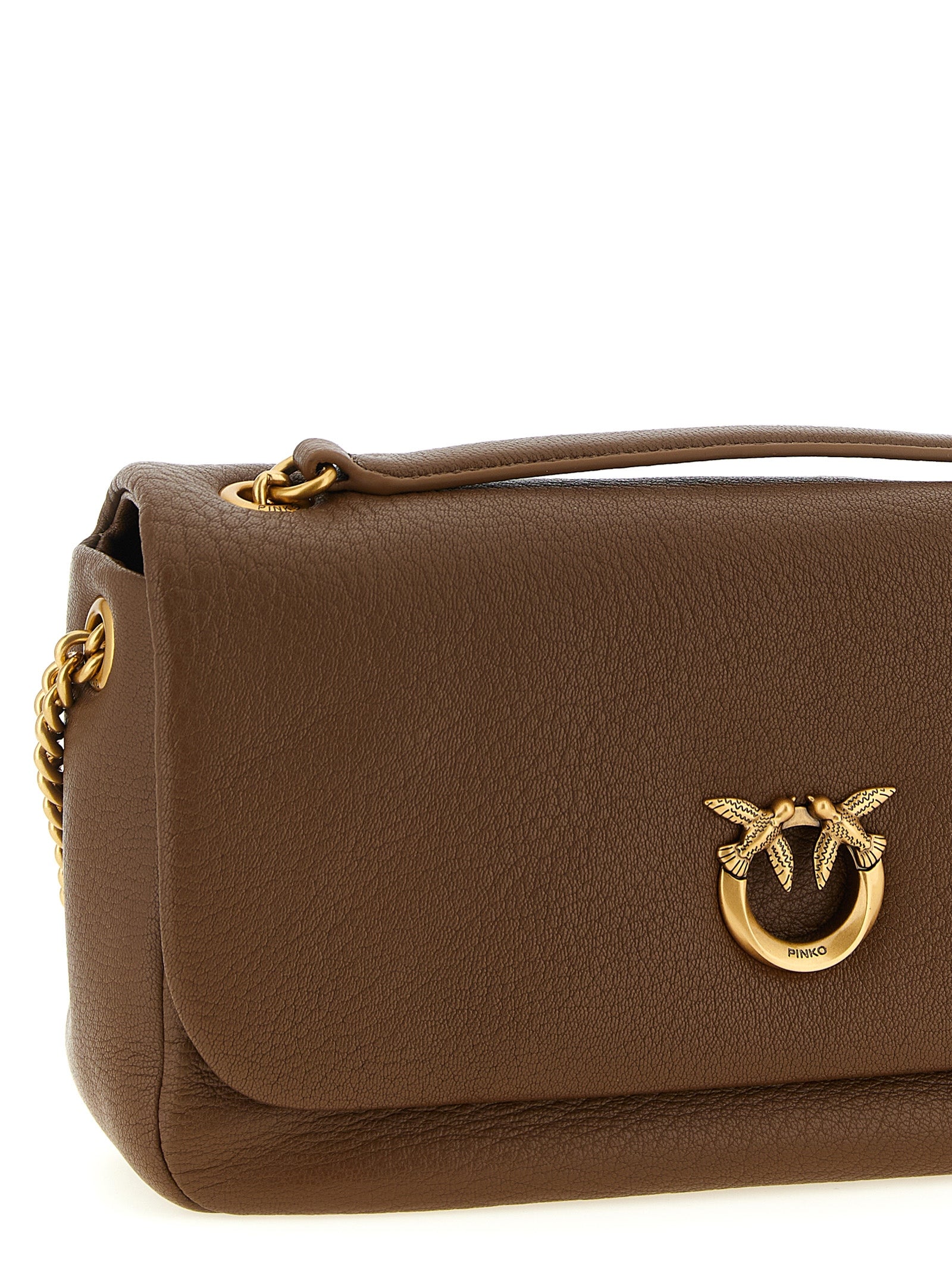 Brown Lambskin Leather Shoulder Bag