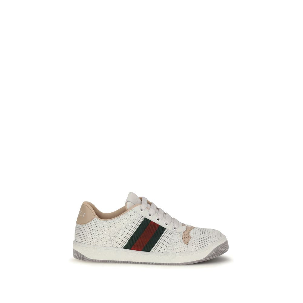White Calf Leather Screener Sneakers