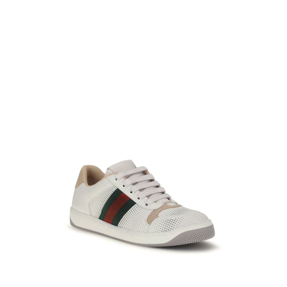 White Calf Leather Screener Sneakers