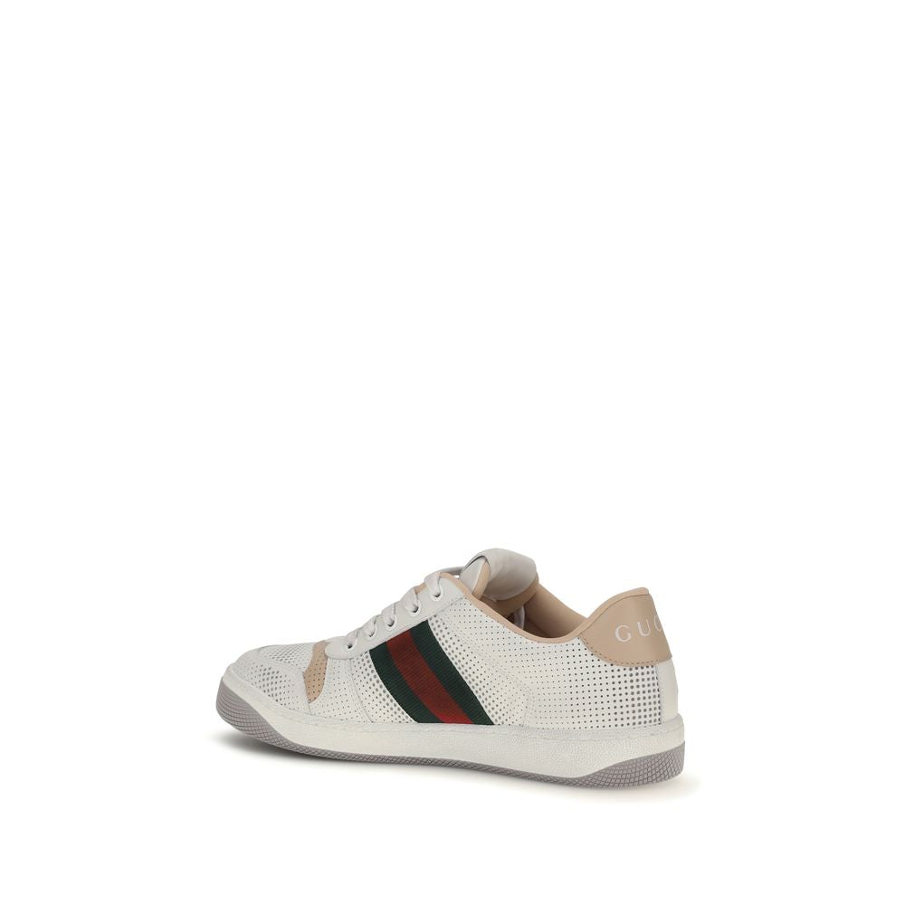 White Calf Leather Screener Sneakers