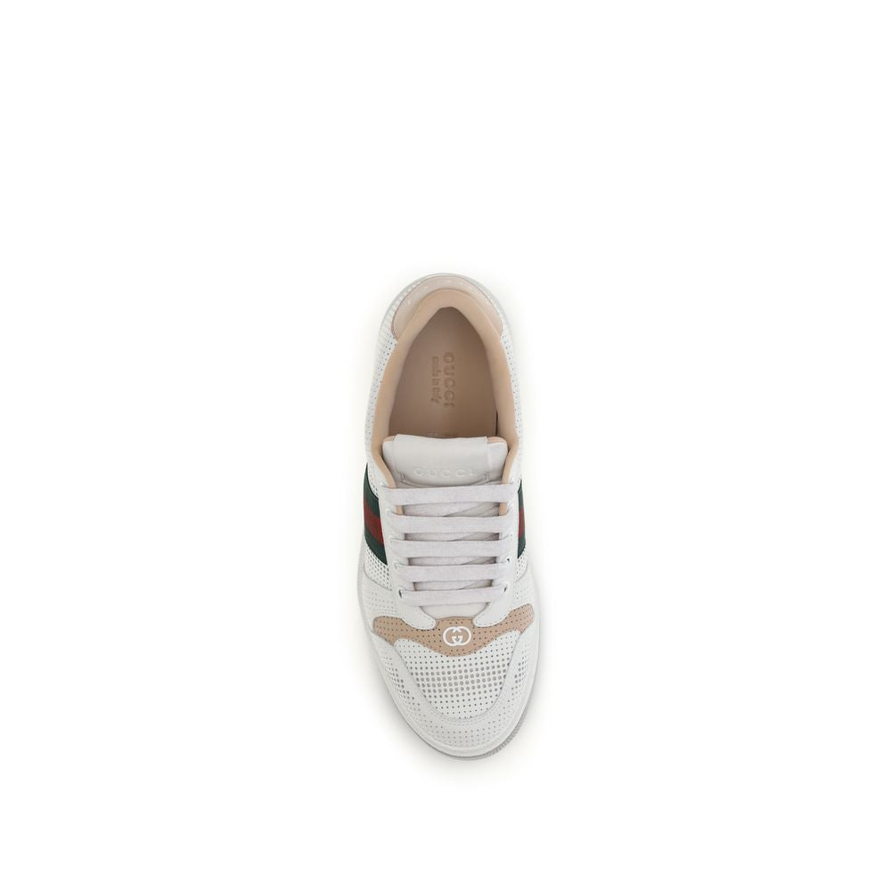 White Calf Leather Screener Sneakers