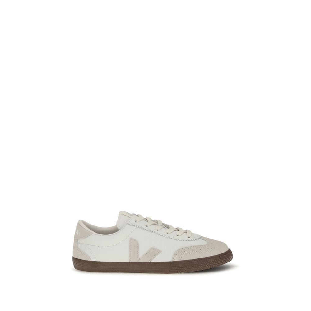 White Calf Leather Volley Sneakers