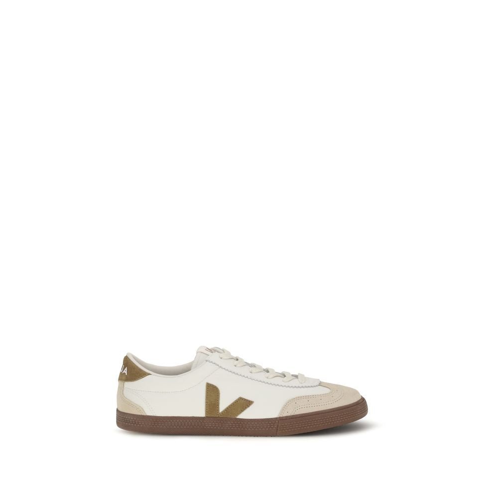 Beige Calf Leather Volley Sneakers