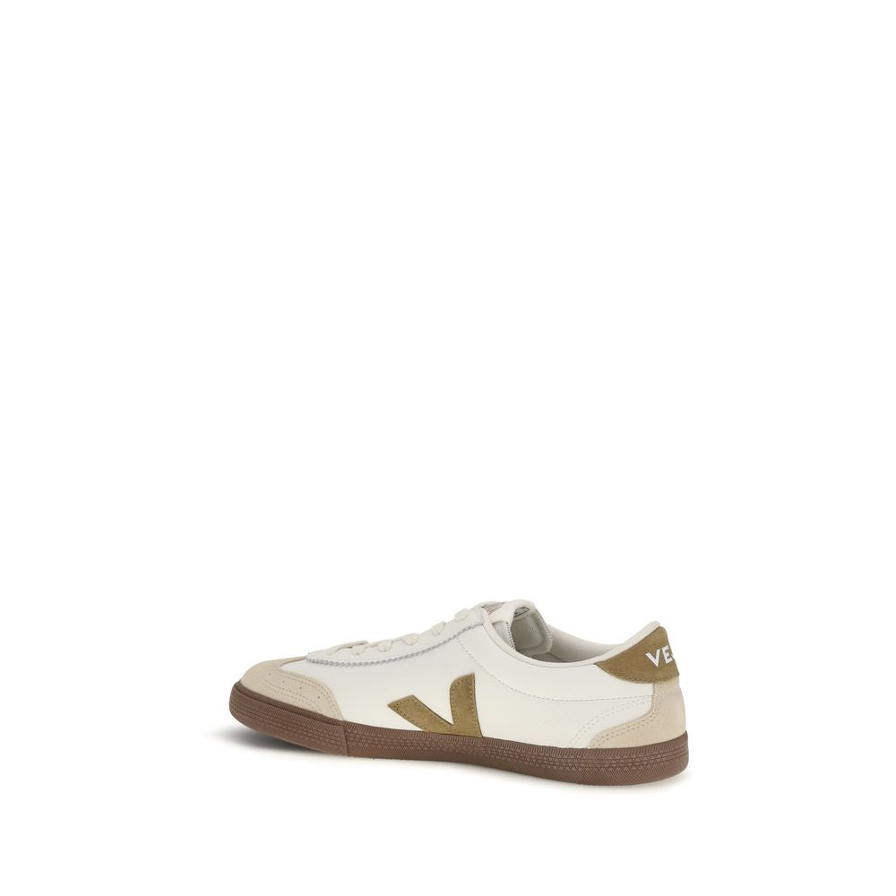 Beige Calf Leather Volley Sneakers