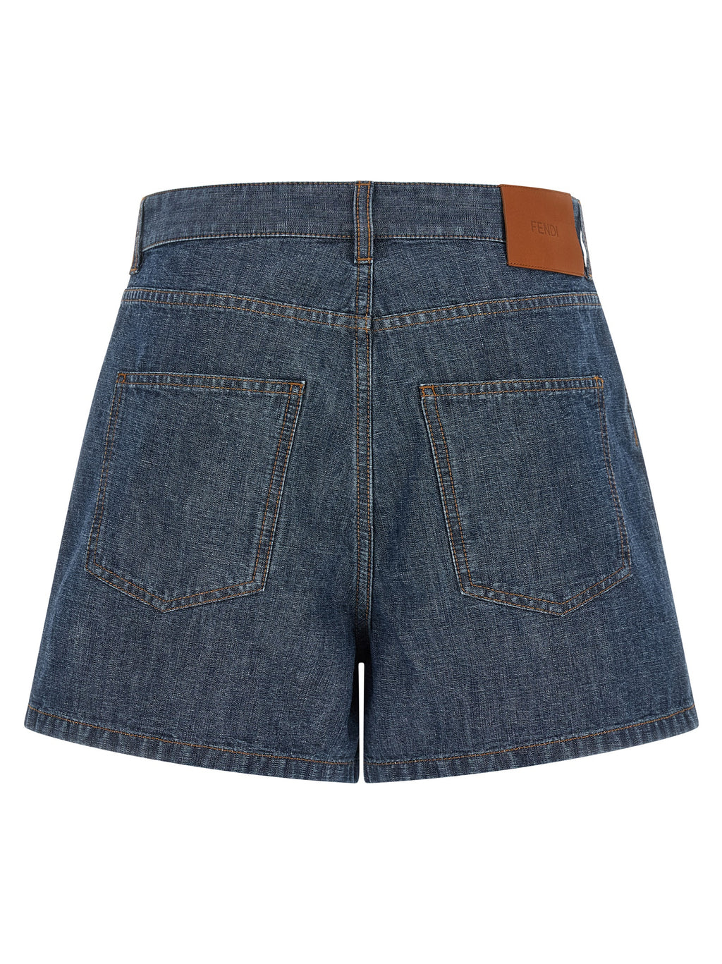 Blue Cotton High‑Waisted Bermuda Shorts