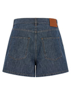 Blue Cotton High‑Waisted Bermuda Shorts