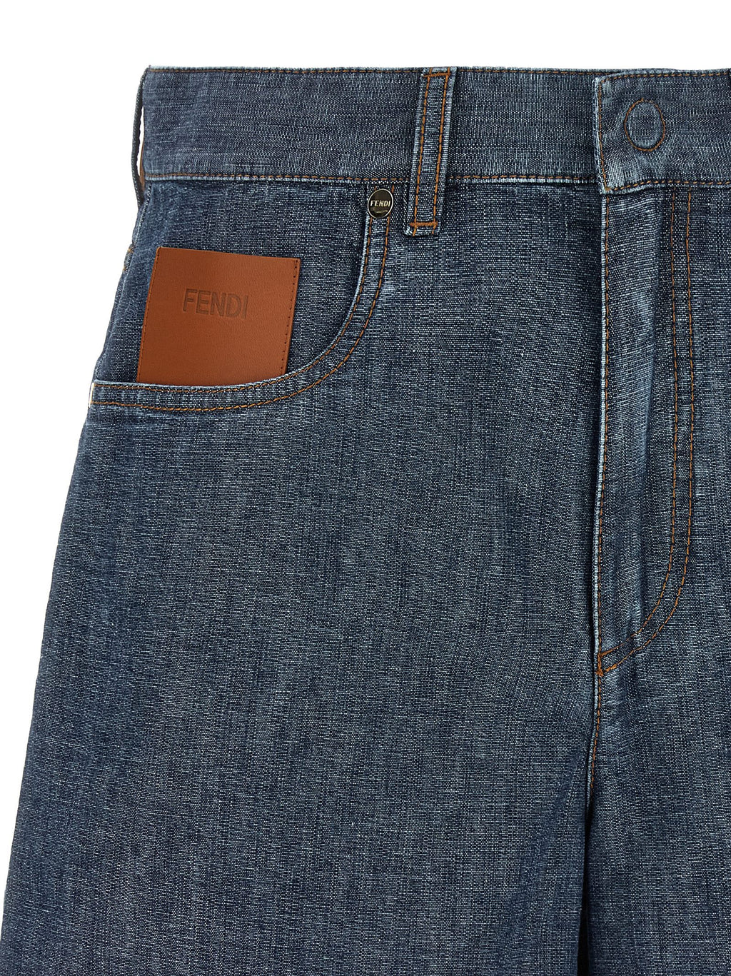 Blue Cotton High‑Waisted Bermuda Shorts