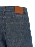 Blue Cotton High‑Waisted Bermuda Shorts
