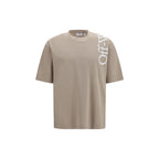 Beige Cotton T-Shirt Vertical Bookish Skate