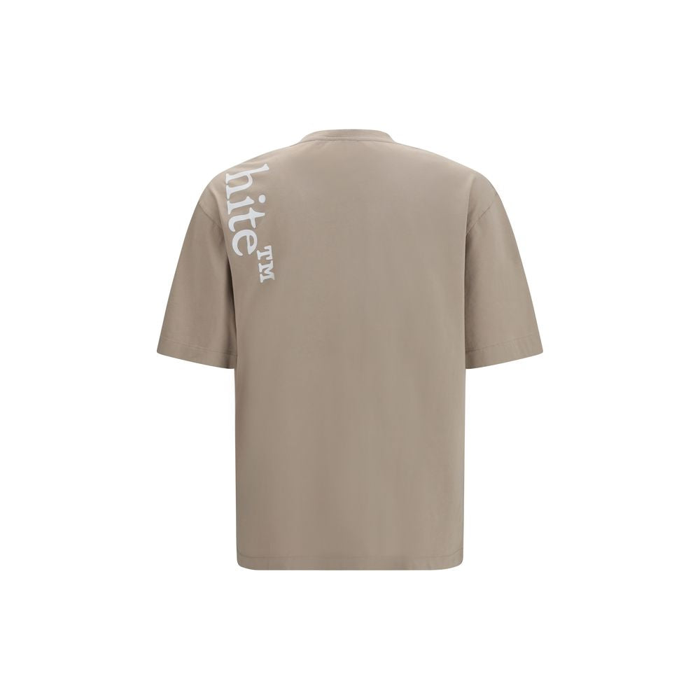 Beige Cotton T-Shirt Vertical Bookish Skate