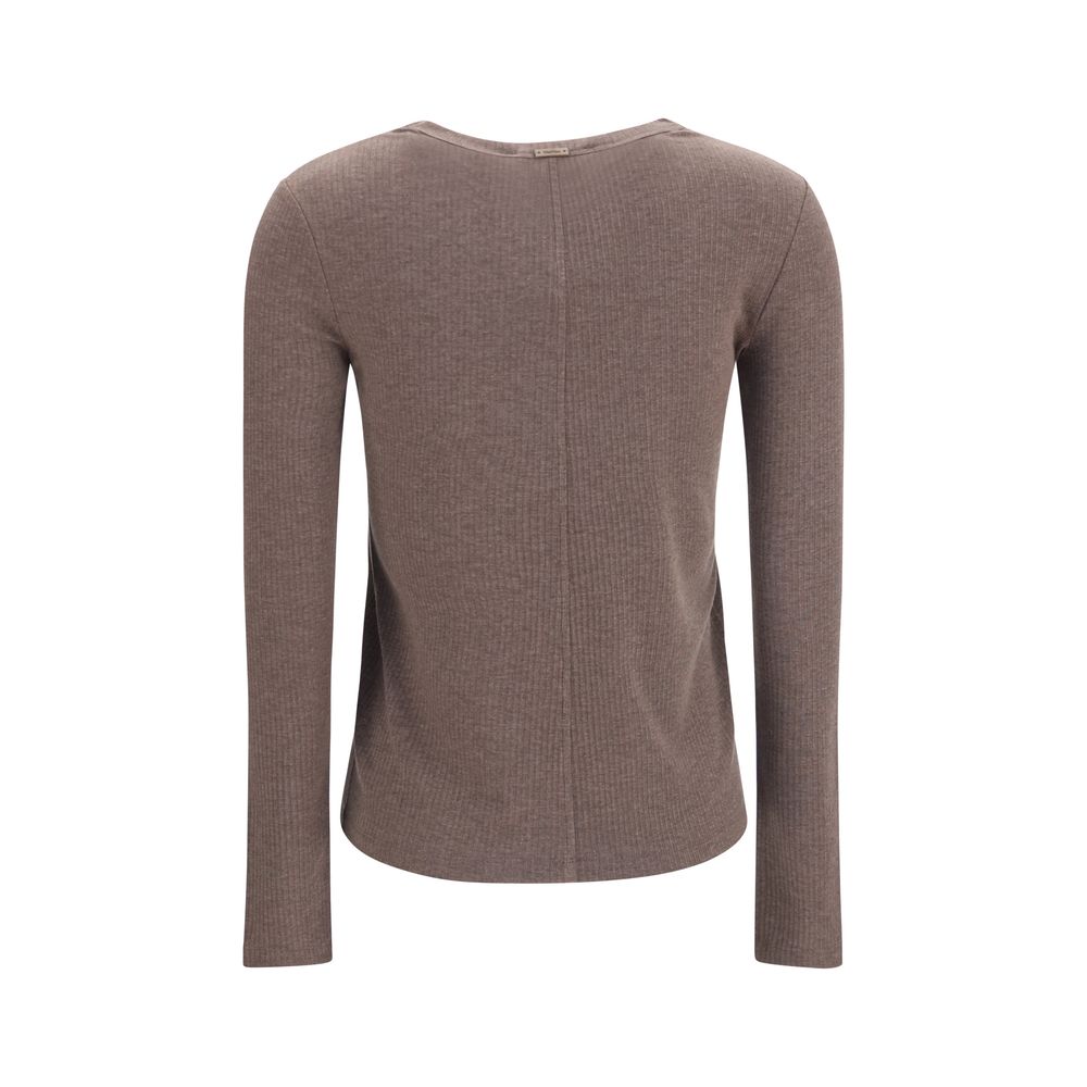 Lyocell Silk Ribbed Long‑Sleeve Sweater