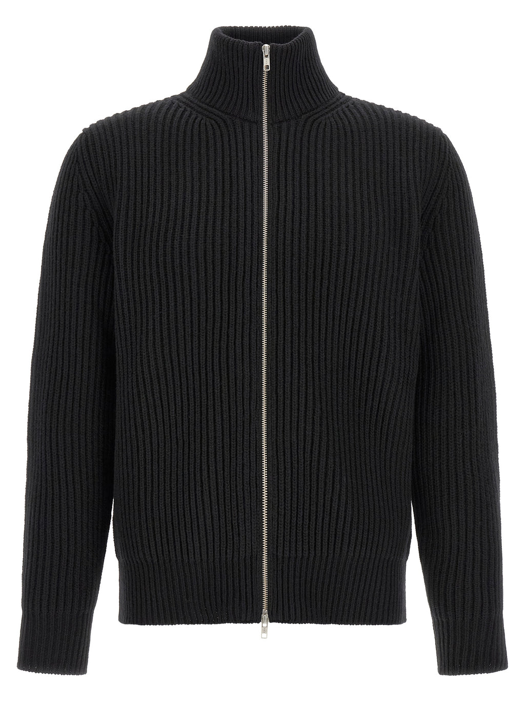 Black Wool Blend Full-Length Jacket