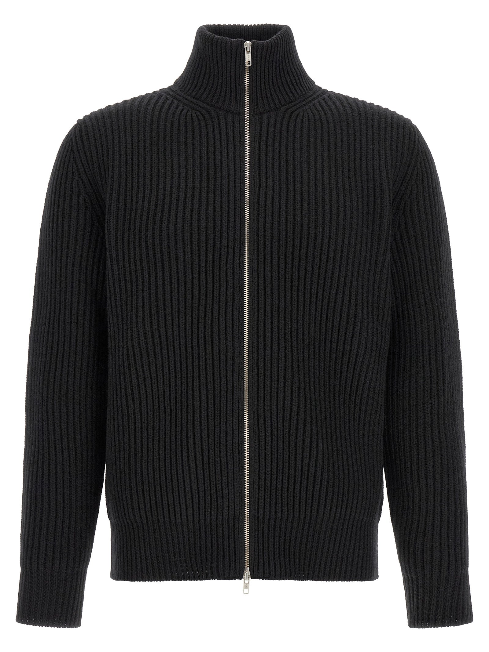 Black Wool Blend Full-Length Jacket