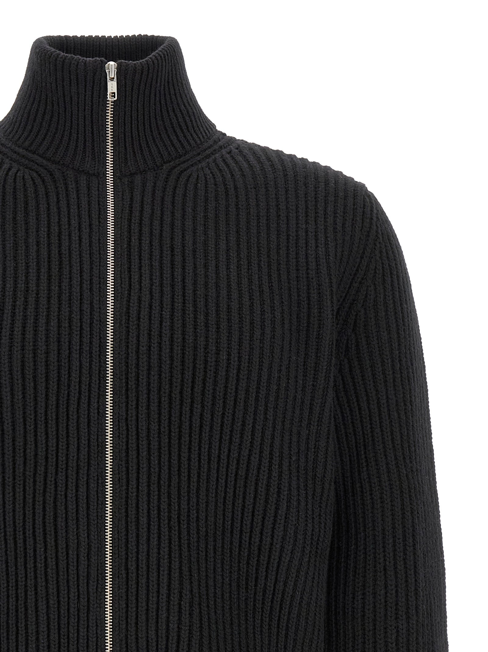 Black Wool Blend Full-Length Jacket
