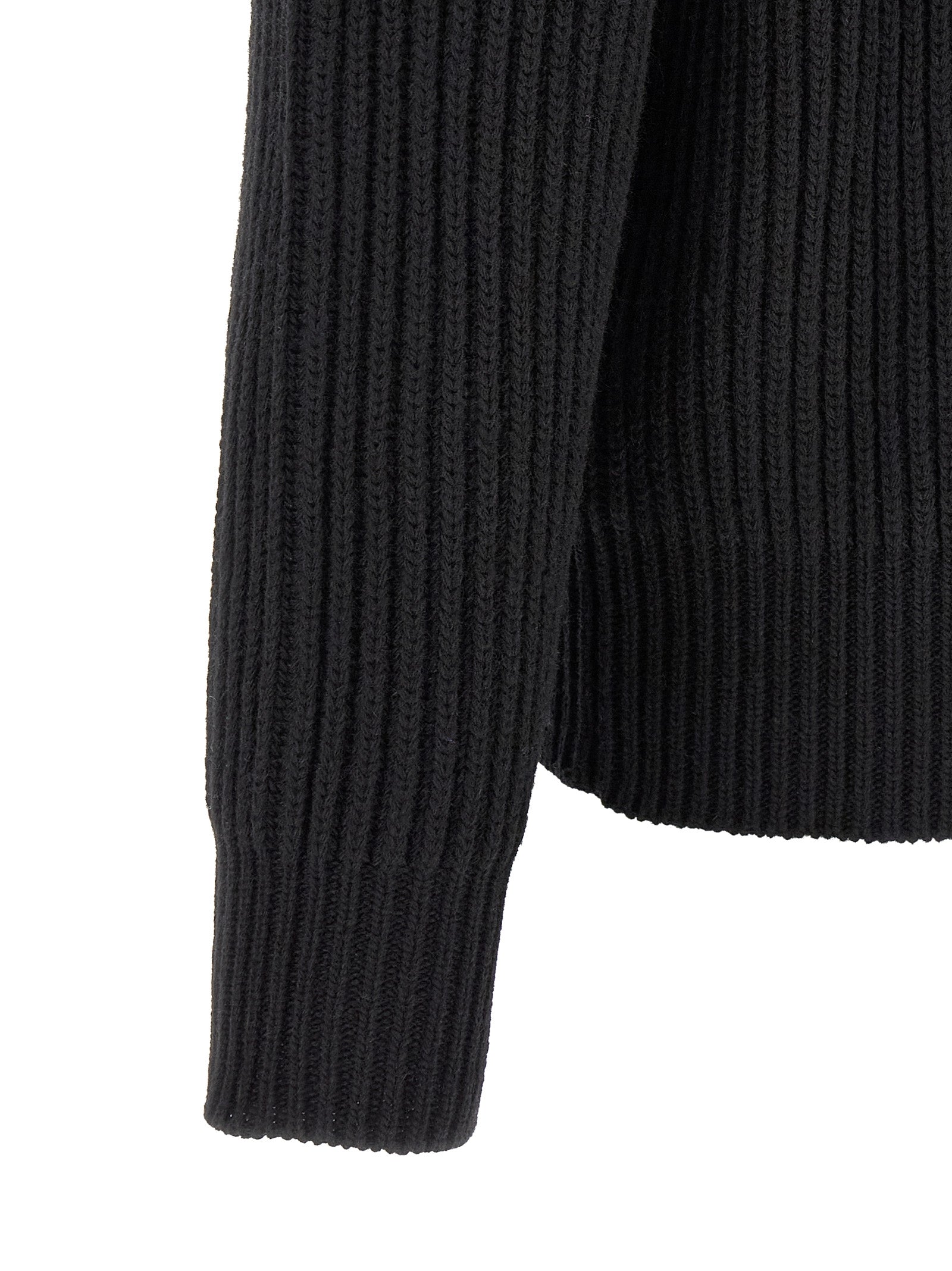 Black Wool Blend Full-Length Jacket