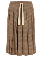 Beige Viscose Wool Blend Midi Skirt