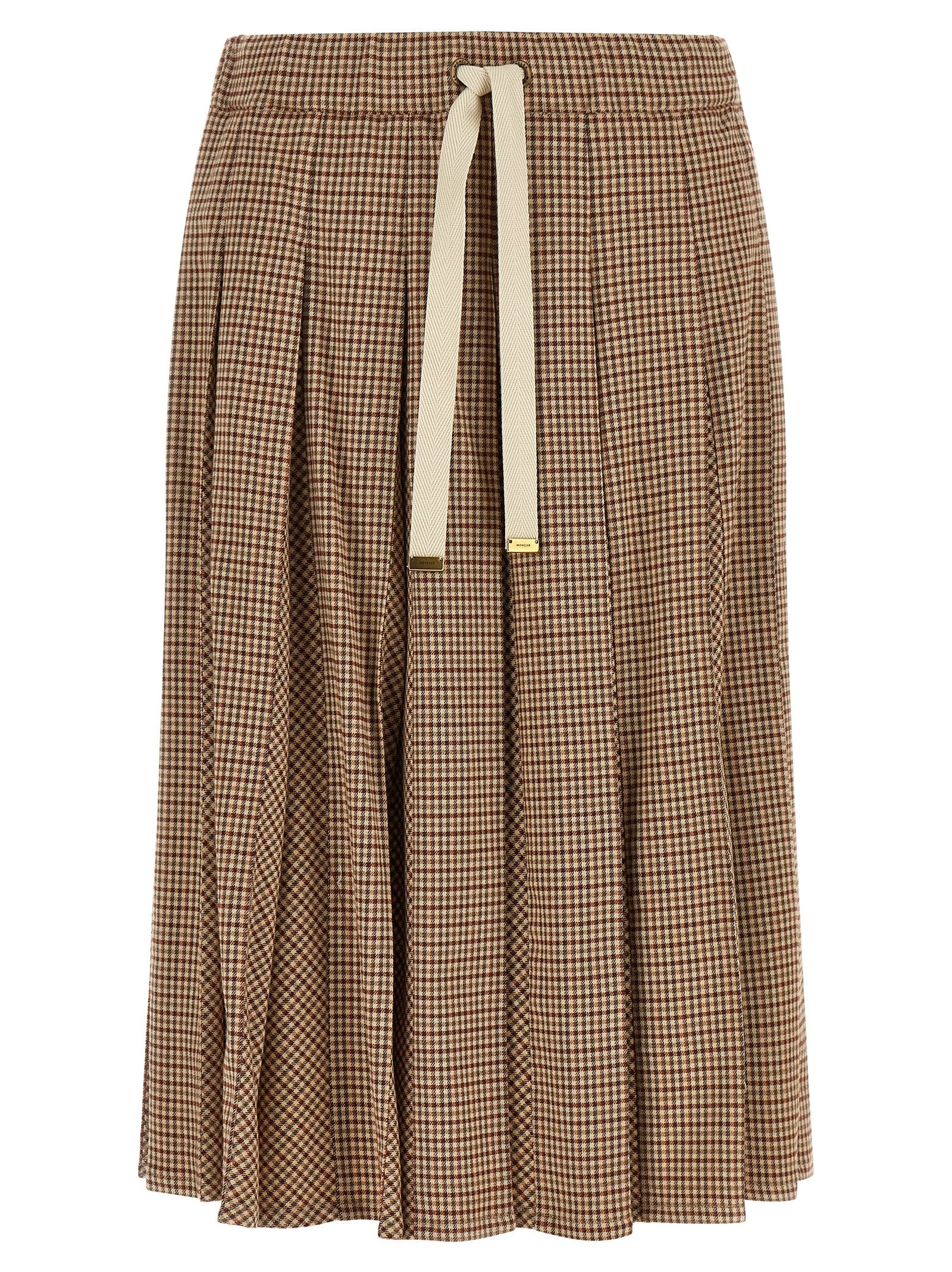 Beige Viscose Wool Blend Midi Skirt