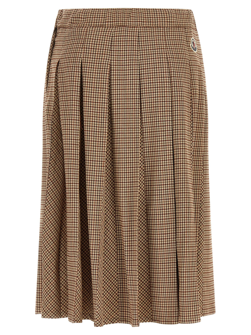Beige Viscose Wool Blend Midi Skirt