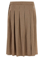 Beige Viscose Wool Blend Midi Skirt