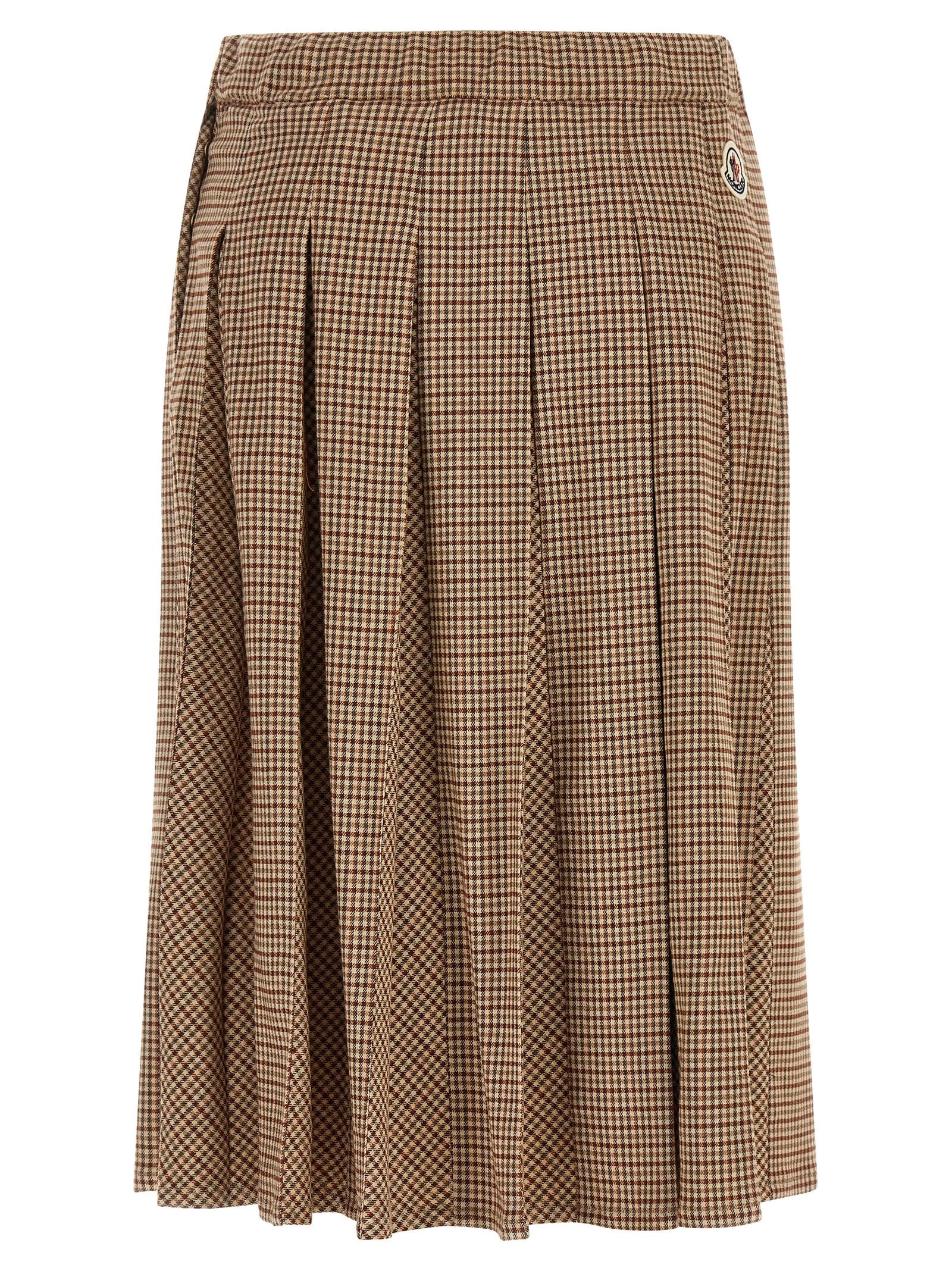 Beige Viscose Wool Blend Midi Skirt