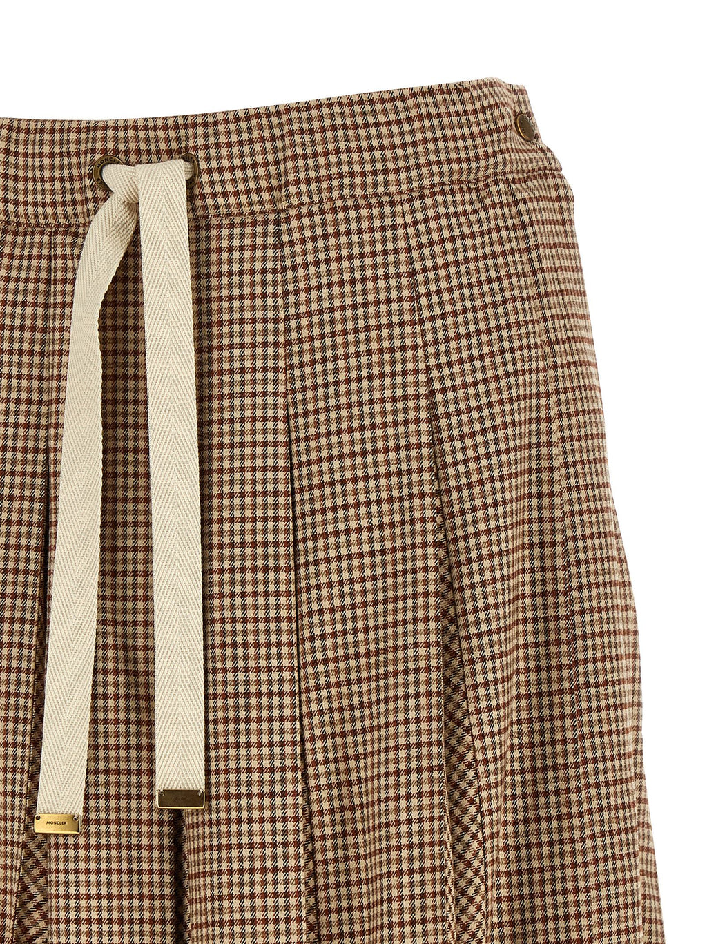 Beige Viscose Wool Blend Midi Skirt