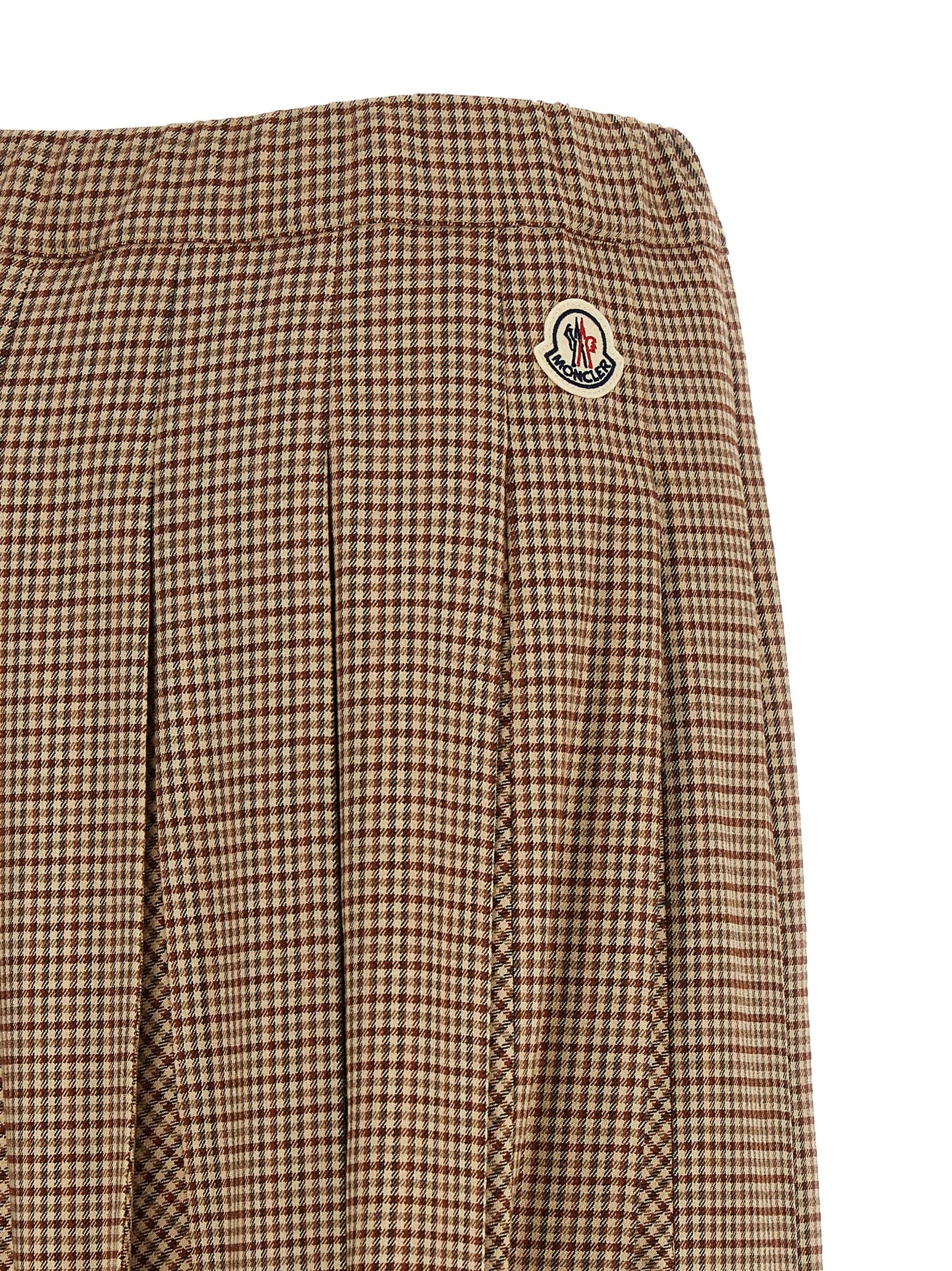 Beige Viscose Wool Blend Midi Skirt