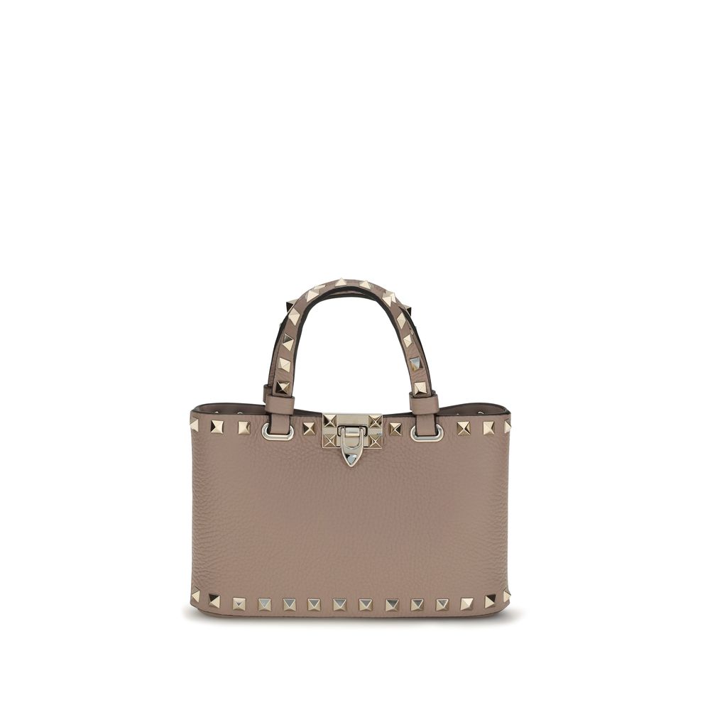 Mini Rockstud Shopping Handbag in Garnet Calfskin