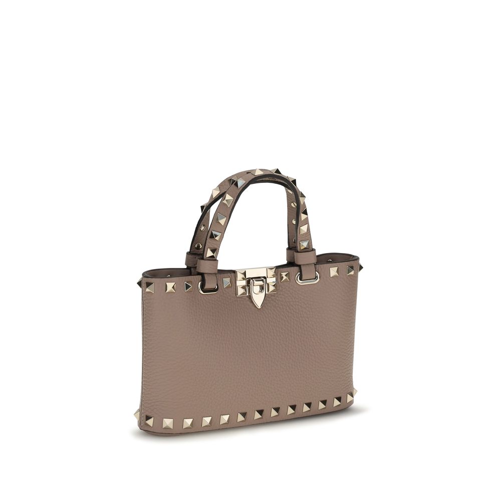 Mini Rockstud Shopping Handbag in Garnet Calfskin