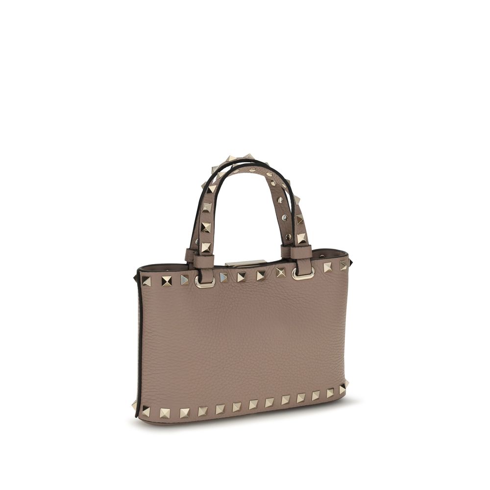 Mini Rockstud Shopping Handbag in Garnet Calfskin