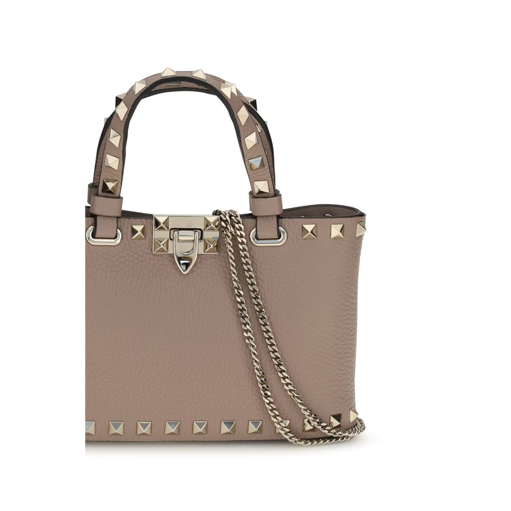 Mini Rockstud Shopping Handbag in Garnet Calfskin