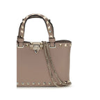 Mini Rockstud Shopping Handbag in Garnet Calfskin