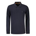Blue Long-Sleeved Slim Fit Polo Shirt