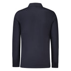 Blue Long-Sleeved Slim Fit Polo Shirt