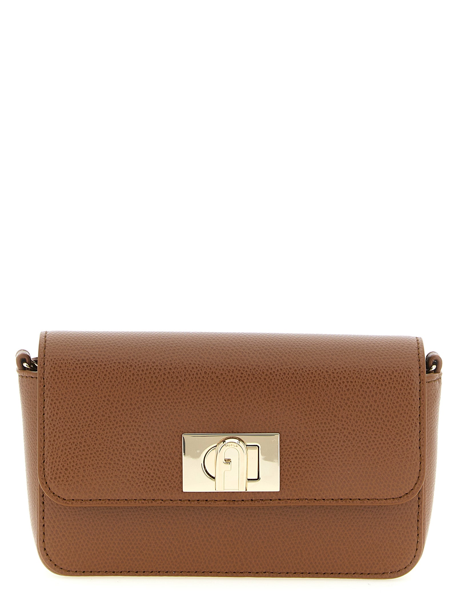 Cognac Calfskin Mini Furla 1927 Crossbody Bag
