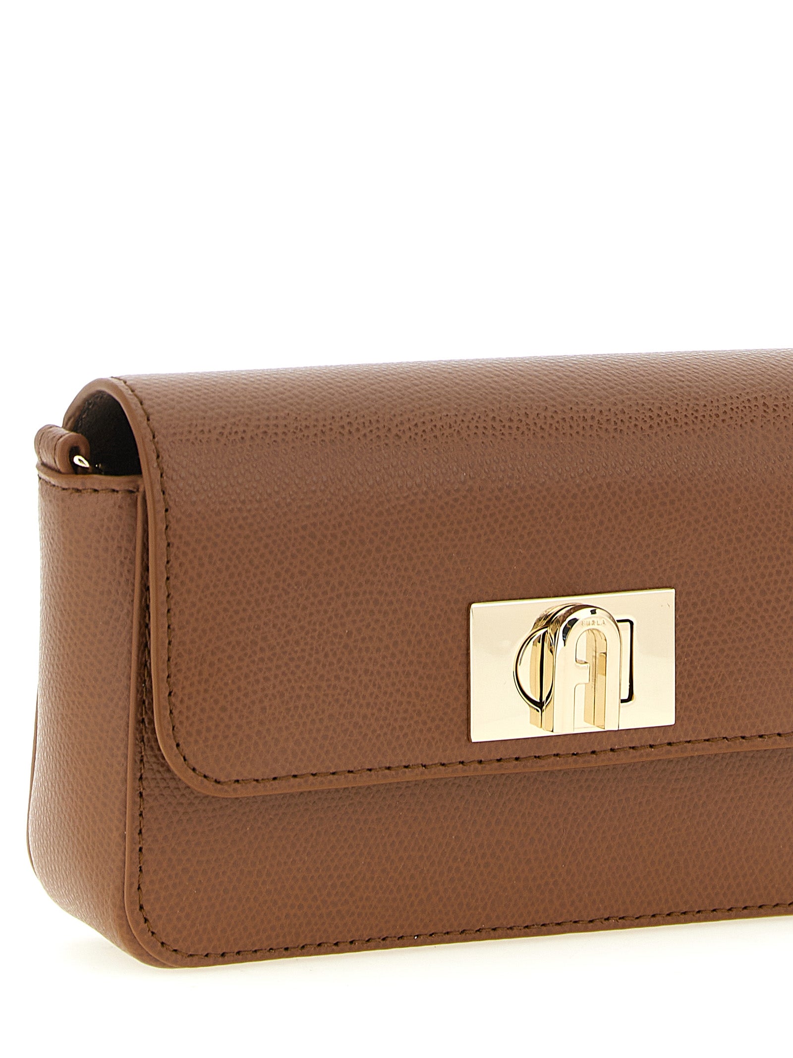 Cognac Calfskin Mini Furla 1927 Crossbody Bag
