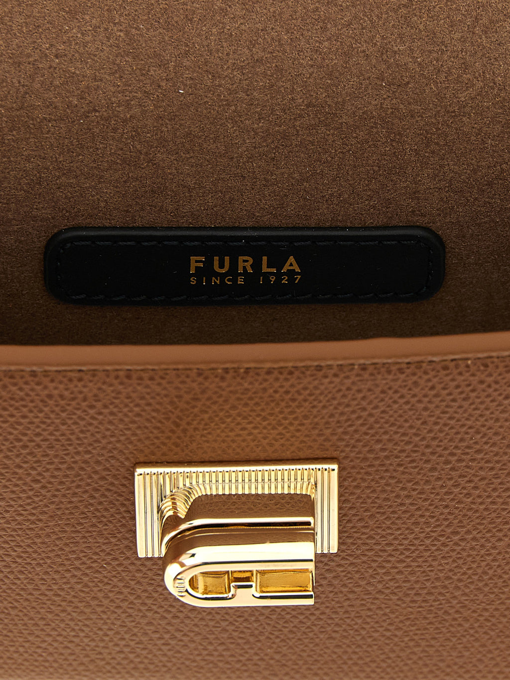Cognac Calfskin Mini Furla 1927 Crossbody Bag
