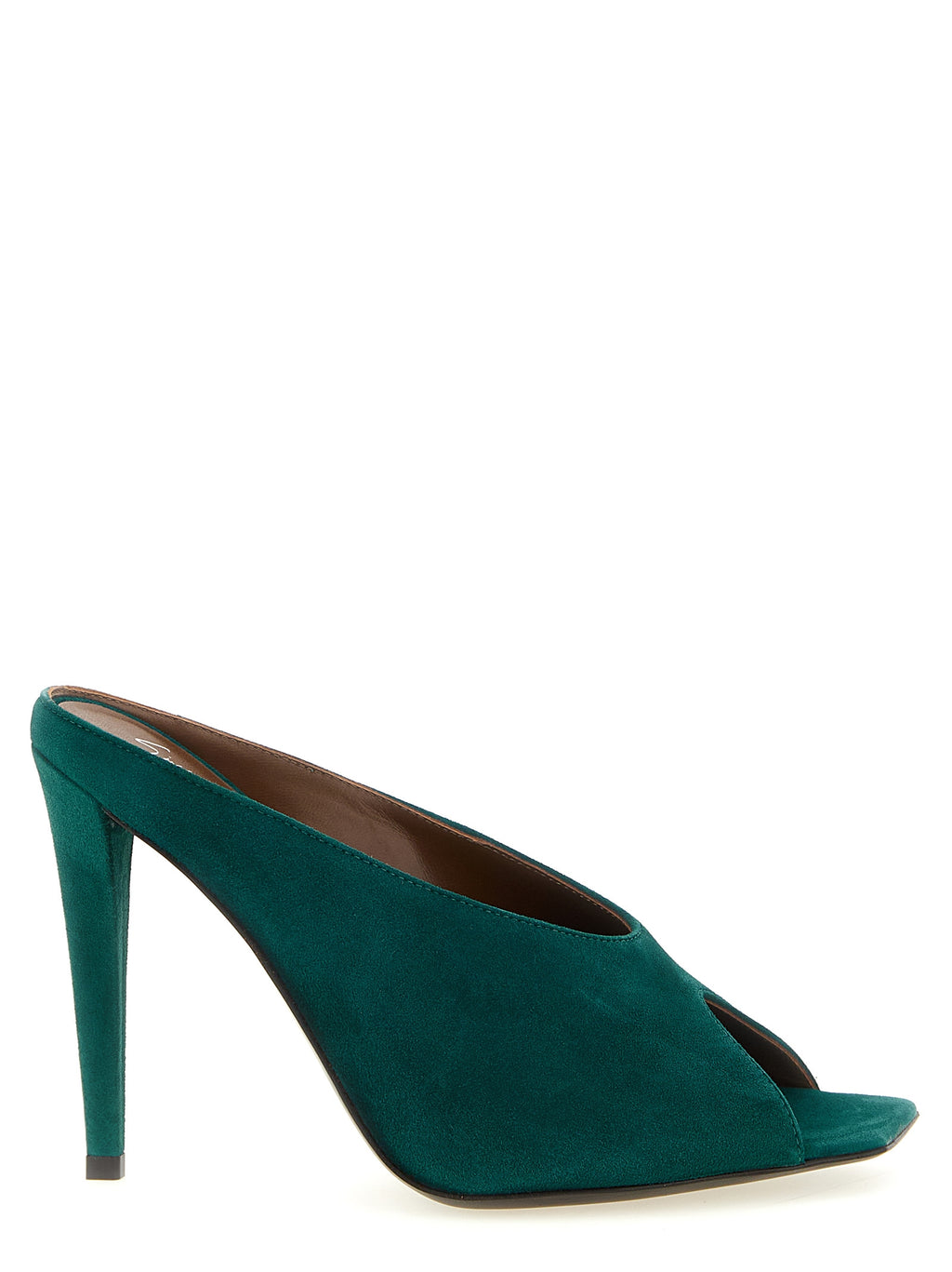 Intriigo Cluedo Emerald Green Suede Stiletto Heel Sandals
