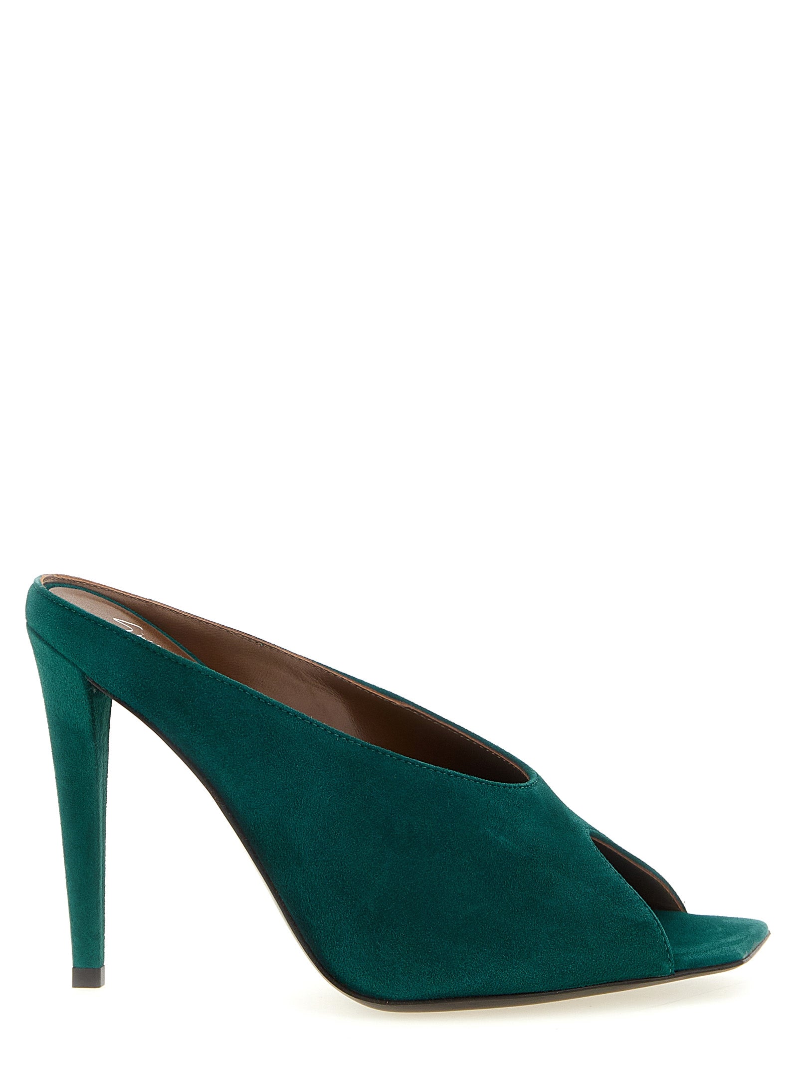 Intriigo Cluedo Emerald Green Suede Stiletto Heel Sandals