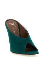 Intriigo Cluedo Emerald Green Suede Stiletto Heel Sandals