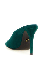 Intriigo Cluedo Emerald Green Suede Stiletto Heel Sandals